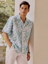 Men's White Casual Relaxed Fit Printed Half Sleeves Shirt