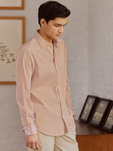 Men's Yellow Smart Casual Regular Fit Striped Full Sleeves Shirt