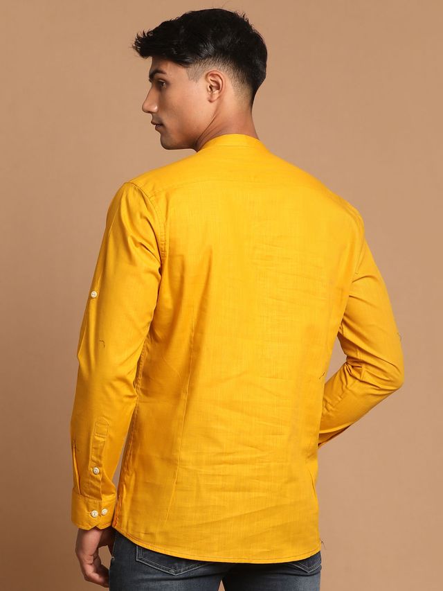 Men's Mustard Festive Ethnic Full Sleeves Kurta