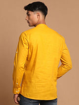 Men's Mustard Festive Ethnic Full Sleeves Kurta