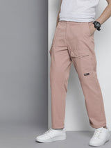 Men's Relaxed Fit Solid Mid Rise Trousers