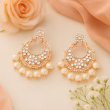 Women's Rose Gold Plated Beautiful Pearl Drop Earrings