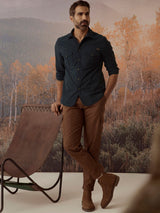 Men's Blue Casual Regular Fit Solid Full Sleeves Shirt