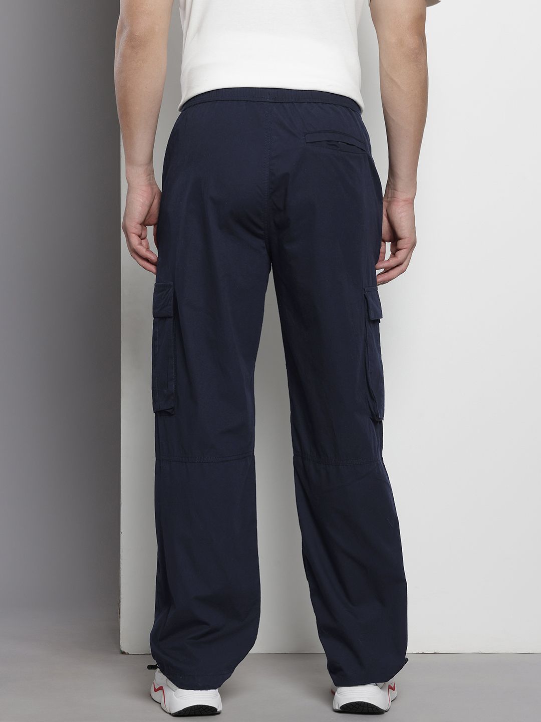 Men's Navy Casual Relaxed Fit Solid Cargo