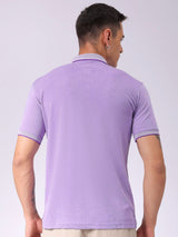 Men's Purple Casual Self-Design Half Sleeves Tshirt