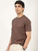Men's Brown Casual Regular Fit Solid Half Sleeves Tshirt