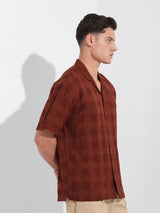 Men's Brown Casual Solid Half Sleeves Shirt