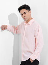 Men's Pink Casual Striped Full Sleeves Shirt