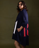 Women's Blue Casual Full Sleeves Dress