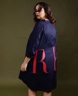 Women's Blue Casual Full Sleeves Dress