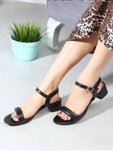 Women's Ankle Strap Round Toe Heeled Sandal
