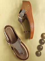 Women's Brown Casual Buckle Sandals