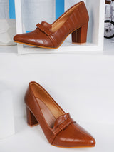 Women's Brown Casual Slip-On Heels
