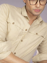 Men's Slim Fit Solid Full Sleeves Cutaway Collar Casual Shirt