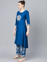 Women's Blue Embroidered Suit Set