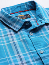 Men's Slim Fit Checkered Full Sleeves Spread Collar Casual Shirt