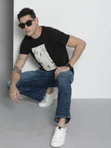 Men's Bootcut Solid Mid Rise Stretchable Jeans