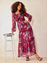 Women's Maroon Casual Fit and Flare Dress