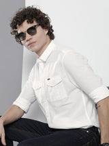 Men's Regular Fit Solid Full Sleeves Cutaway Collar Casual Shirt