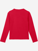 Girls Red Casual Solid Regular Fit Full Sleeves Tshirt