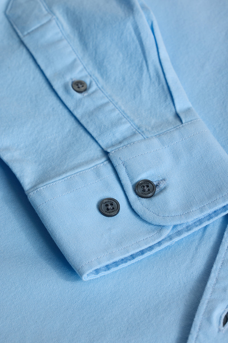 Men's Blue Casual Slim Fit Solid Full Sleeves Shirt
