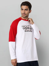 Men's Oversized Looney Tunes Printed Round Neck Tshirt