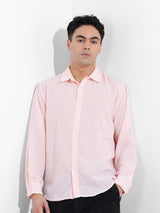 Men's Pink Casual Striped Full Sleeves Shirt