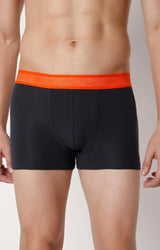 Men's Dark Grey Orange Mid-Rise Solid Trunk