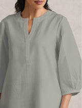Women's Grey Cotton Blend Short Kurta