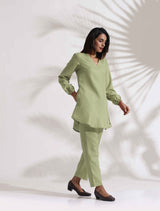 Women's Green Cotton Blend Co-ord Set