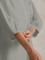 Women's Grey Cotton Blend Short Kurta