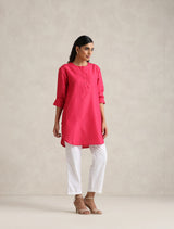 Women's Pink Cotton Blend Short Kurta