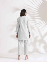 Women's White Cotton Blend Kurta Co-ord Set