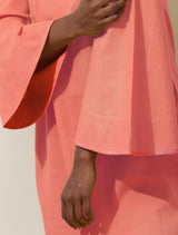 Women's Pink Cotton Blend Short Dress