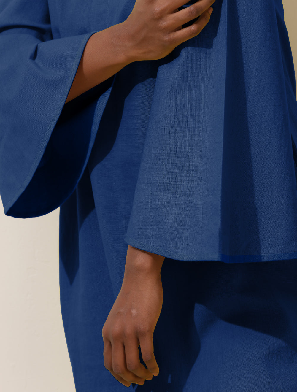 Women's Blue Cotton Blend Short Dress