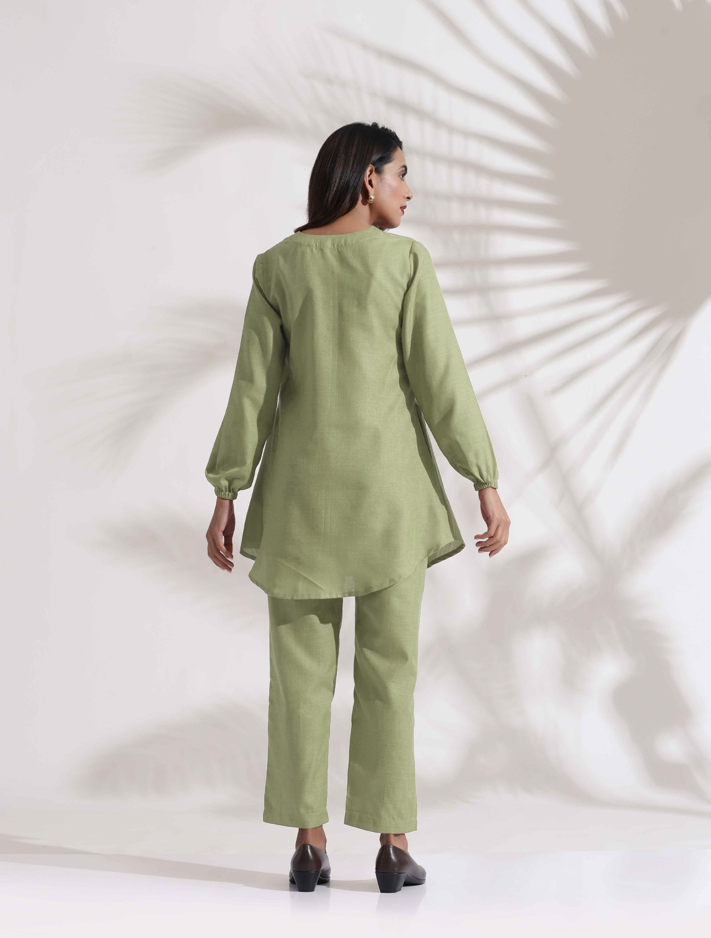 Women's Green Cotton Blend Co-ord Set