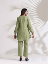 Women's Green Cotton Blend Co-ord Set