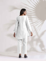 Women's White Cotton Blend Co-ord Set