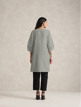 Women's Grey Cotton Blend Short Kurta