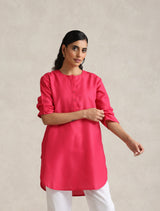 Women's Pink Cotton Blend Short Kurta