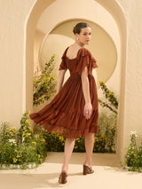 Women's Chiffon Tiered Fit and Flare Dress