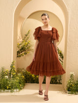 Women's Chiffon Tiered Fit and Flare Dress