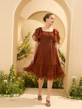 Women's Chiffon Tiered Fit and Flare Dress