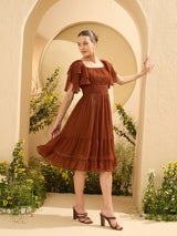 Women's Chiffon Tiered Fit and Flare Dress