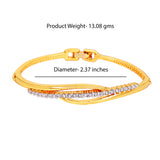 Women's Gold and Rhodium Plated Glamorous Cuff Bracelet with Austrian Crystals