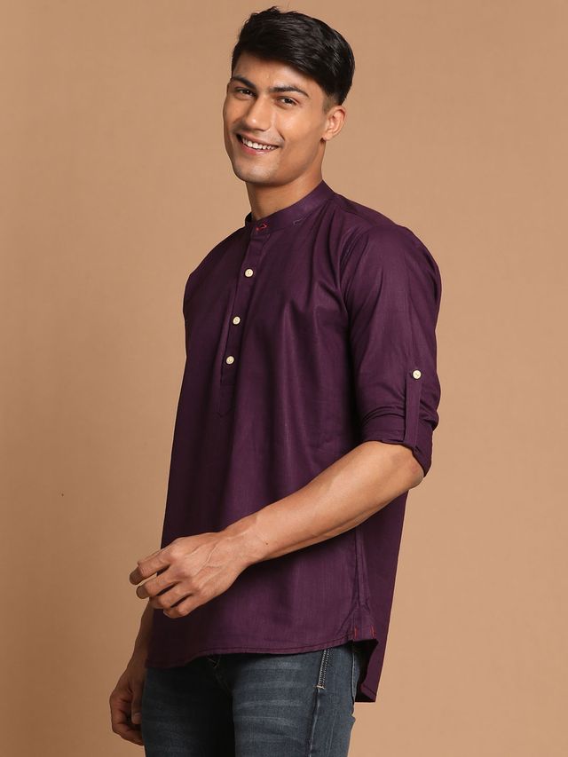 Men's Purple Festive Ethnic Full Sleeves Kurta