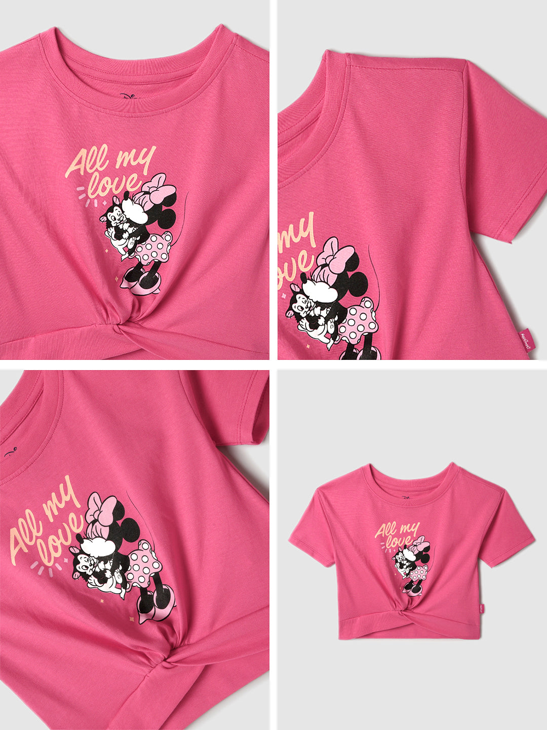Girls Cotton Red Mickey Mouse Tshirt