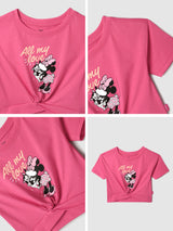 Girls Cotton Red Mickey Mouse Tshirt