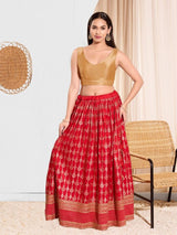 Women's Gold Mulbury Silk Padded Back Open Sleeveless Saree Blouse