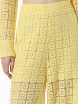 Women's Yellow Woven Casual Solid Regular Fit Pant